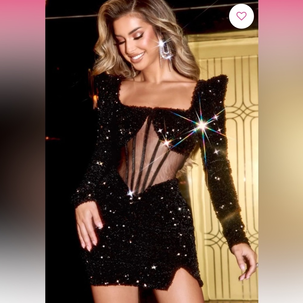 Portia and Scarlett Sequin Mini Dress Size 10 Black